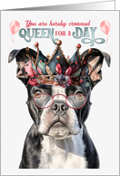 Birthday Boston Terrier Dog Funny Queen for a Day card