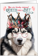 Birthday Husky Dog Funny Queen for a Day card