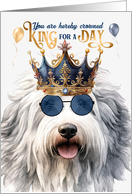Birthday English Sheepdog Funny King for a Day card