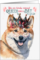 Birthday Shiba Inu Dog Funny Queen for a Day card