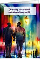 Love and Romance Gay African American Men Rainbow Cityscape card