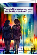 Encouragement Lesbian Couple Walk Beside You Rainbow Cityscape card