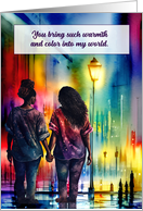 Love and Romance Lesbian African American Rainbow Cityscape card