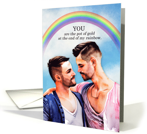 Valentine's Day Gay Couple Pot of Gold Rainbow card (1768952)