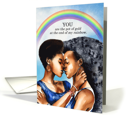 Partner Anniversary African American Lesbian Couple Rainbow card
