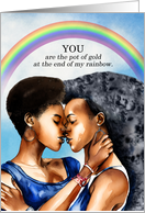 Valentine’s Day African American Lesbian Couple Rainbow card