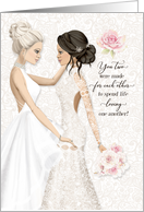 Gay Wedding Congratulations Two Caucasian Brides Pink Roses card