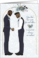 Gay Wedding Congratulations African American Grooms Blue card