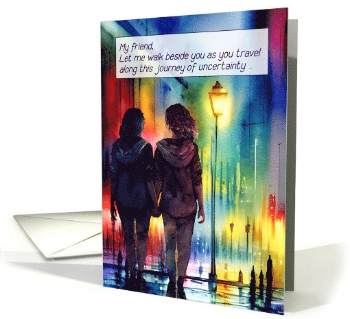 Sister Cancer Encouragement for Friend Two Women Rainbow card