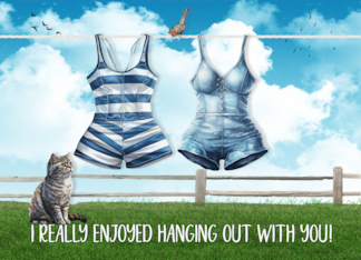 Lesbian Enjoyed Hanging Out with You Swimsuits on a Clothesline