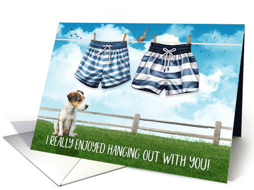 Enjoyed Hanging Out with You Swim Trunks on a Clothesline card