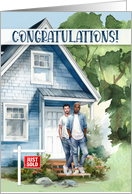 New Home Congratulations Biracial Gay Couple card