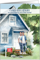 1st Home Congratulations Asian American Gay Couple card