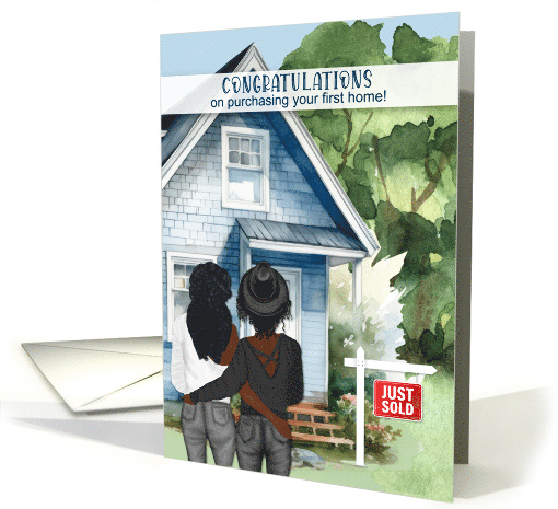 1st Home Congratulations African American Lesbian Couple card