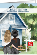 1st Home Congratulations Mixed Race Lesbian Couple card