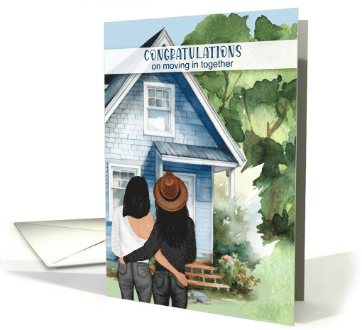 Moving in Together Congratulations Asian American Lesbian Couple card