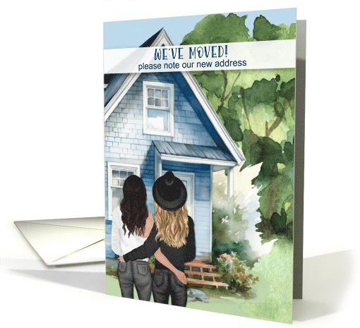 New Address We've Moved Lesbian Couple Watercolor Home card (1770884)