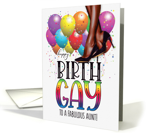 for Aunt Happy Birth GAY African American Legs in Pumps Rainbow card