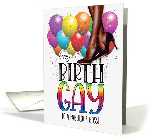 Boss Happy Birth GAY African American Female Legs Rainbow card