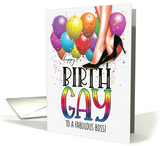Boss Happy Birth GAY Female Legs in Pumps Rainbow Colors card