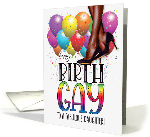 Daughter Happy Birth GAY African American Female Legs Rainbow card