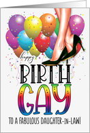 Daughter in Law Happy Birth GAY Female Legs Rainbow card