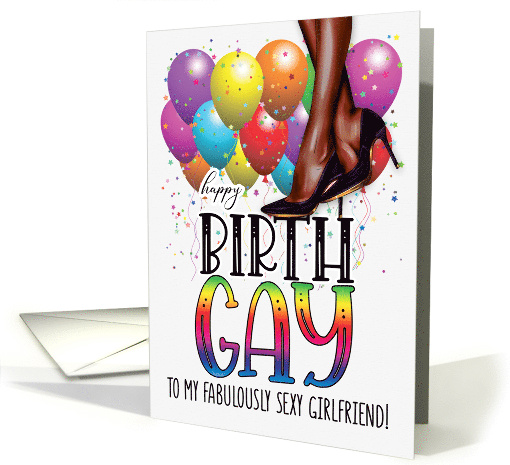 Girlfriend Happy Birth GAY African American Female Legs in Pumps card