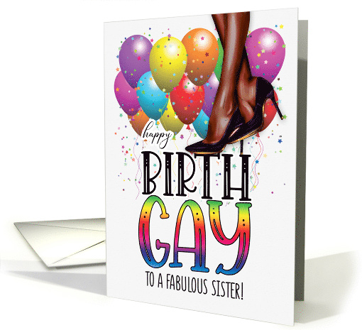 for Sister Happy Birth GAY African American Female Legs Rainbow card
