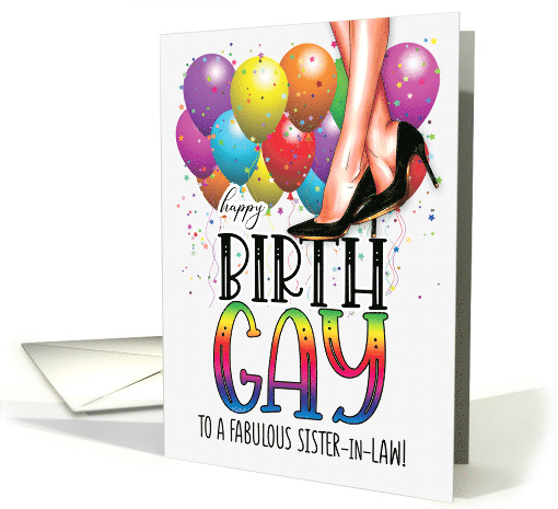 for Sister in Law Happy Birth GAY Female Legs Rainbow card (1772028)