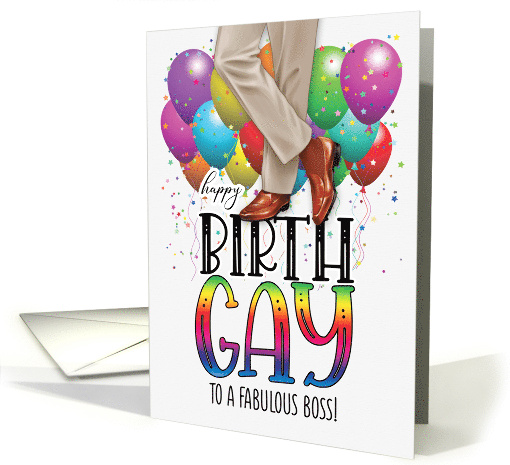 Male Boss Happy Birth GAY African American Legs and Rainbow card