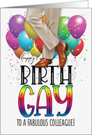 Colleague Happy Birth GAY African American Legs with Rainbow card