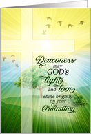 Newly Ordained Deaconess Sunlit Meadow and Cross card