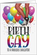 for Daughter Birth GAY Brown Skin Teenage Legs High Tops Rainbow card