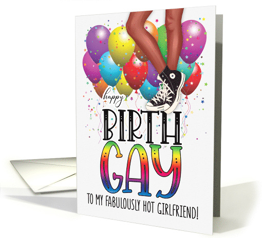 Girlfriend Birth GAY African American Teenage Legs in High Tops card