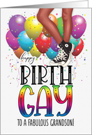 Grandson Birth GAY Brown Skin Teenage Legs in High Tops card