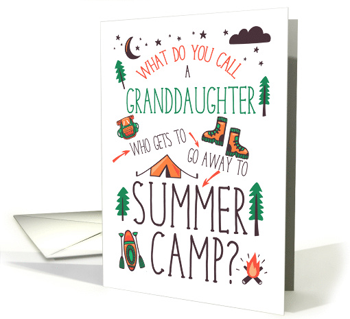 Granddaughter Funny Summer Camp Orange Green and Brown card (1774080)
