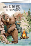 Niece Big Bear Hug Away at Summer Camp Woodland card