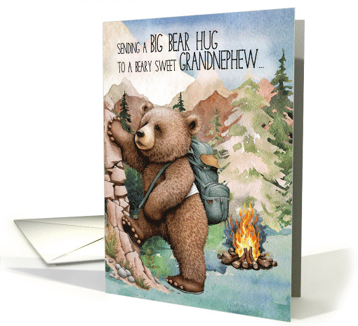 Grandnephew Big Bear Hug Away at Summer Camp Woodland card (1774216)