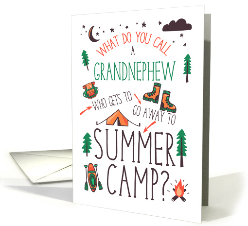 Grandnephew Funny Summer Camp Orange Green and Brown card (1774528)