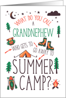 Grandnephew Funny Summer Camp Orange Green and Brown card