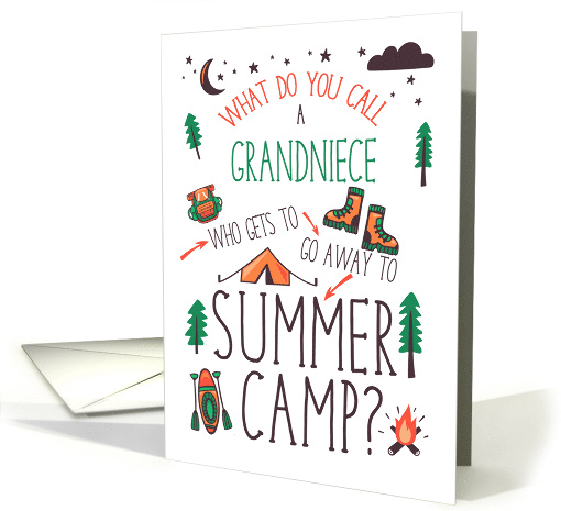 Grandniece Funny Summer Camp Orange Green and Brown card (1774530)