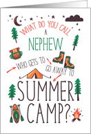 Nephew Funny Summer Camp Orange Green and Brown card