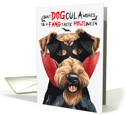 Airedale Terrier Dog Funny Halloween Count DOGcula card (1777390)