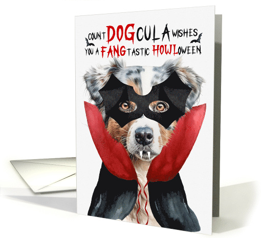 Australian Shepherd Dog Funny Halloween Count DOGcula card (1777562)