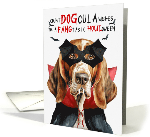 Basset Hound Dog Funny Halloween Count DOGcula card (1777564)