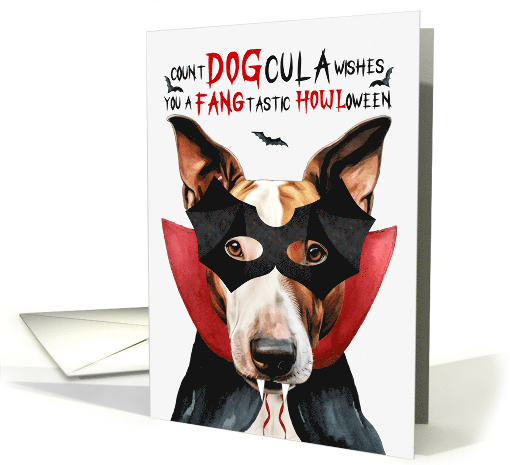 Bull Terrier Dog Funny Halloween Count DOGcula card (1777924)