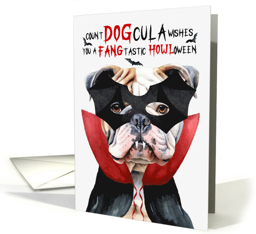 English Bulldog Dog Funny Halloween Count DOGcula card (1777926)