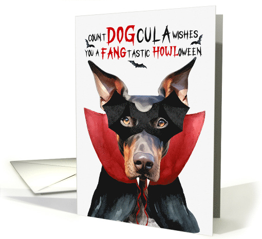 Dobermann Pinscher Dog Funny Halloween Count DOGcula card (1778402)