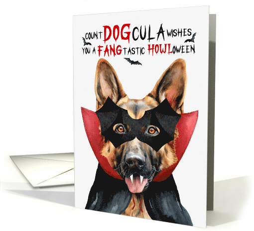 German Shepherd Dog Funny Halloween Count DOGcula card (1778406)