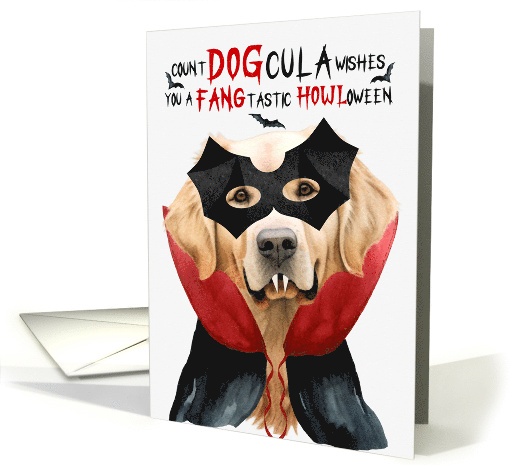 Golden Retriever Dog Funny Halloween Count DOGcula card (1778984)
